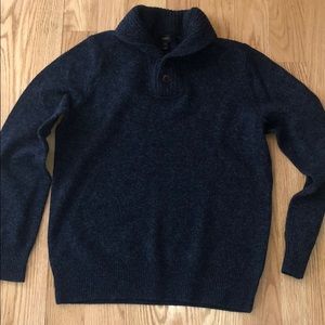 Men’s Blue Wool Cowl Neck sweater